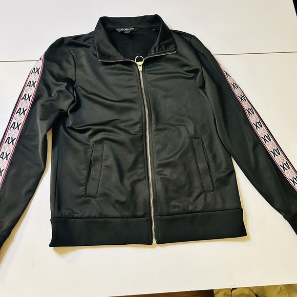 Armani Exchange A/X Zippered Jacket Sleeve and Back Spell Out S Small Polyester - Picture 1 of 13
